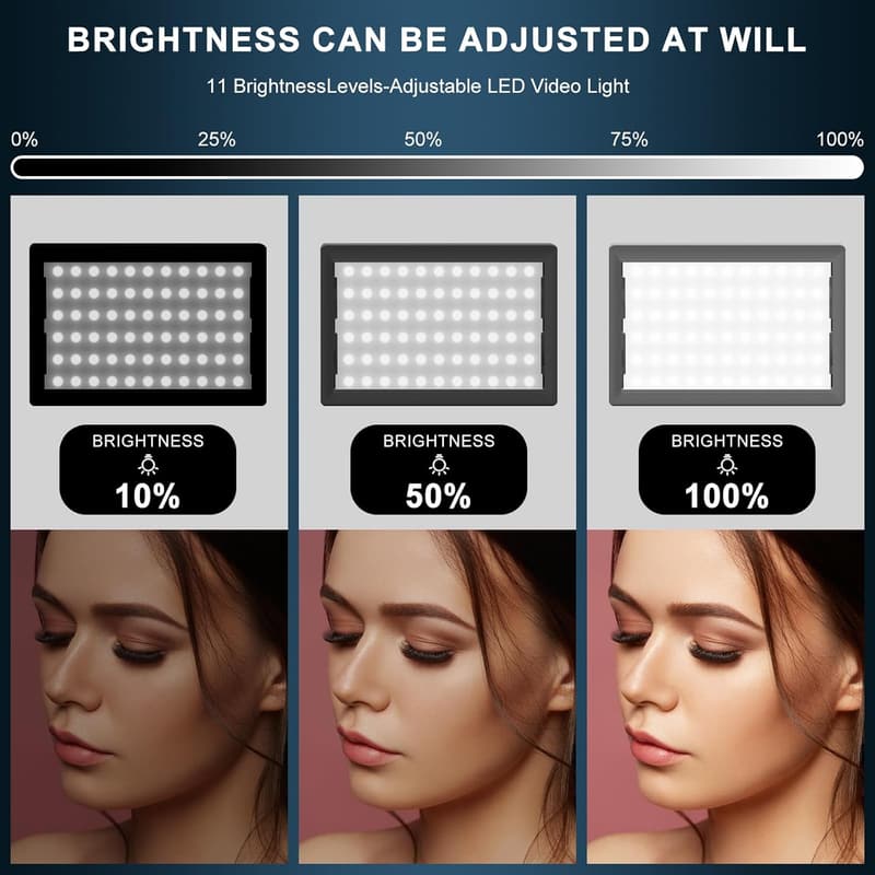 Adjustable USB LED Video Lighting Kit - 5600K, 9 Colors for Streaming