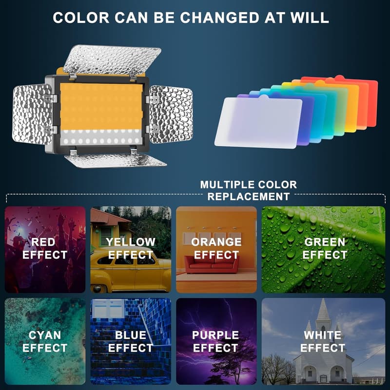 Adjustable USB LED Video Lighting Kit - 5600K, 9 Colors for Streaming