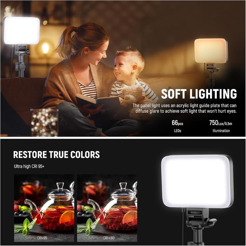 NEEWER 2-Pack Bi-Color LED Video Light Kit for Photography
