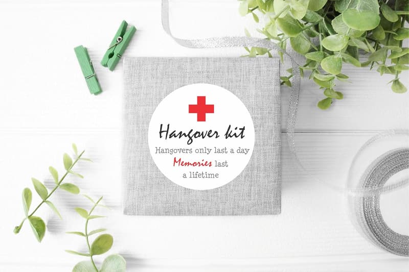 Wedding Hangover Kit Stickers - Thank You Labels