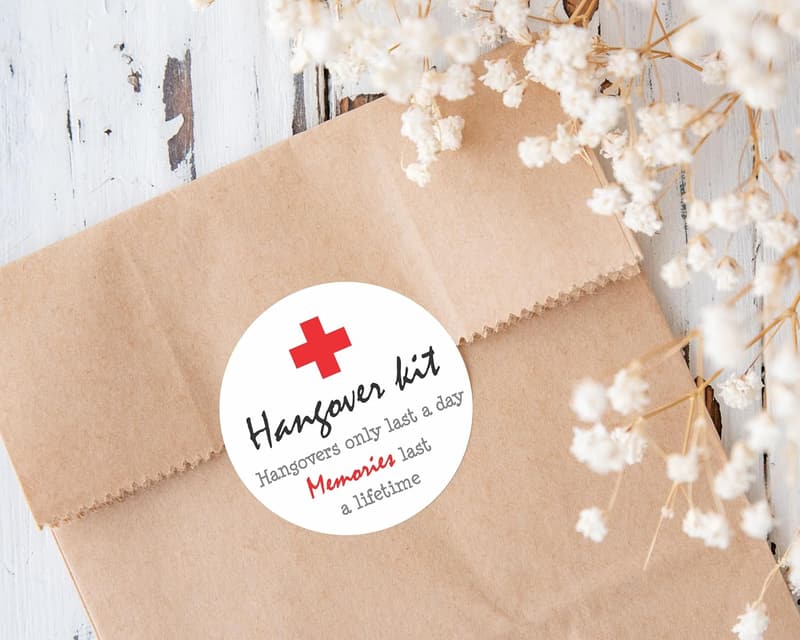 Wedding Hangover Kit Stickers - Thank You Labels