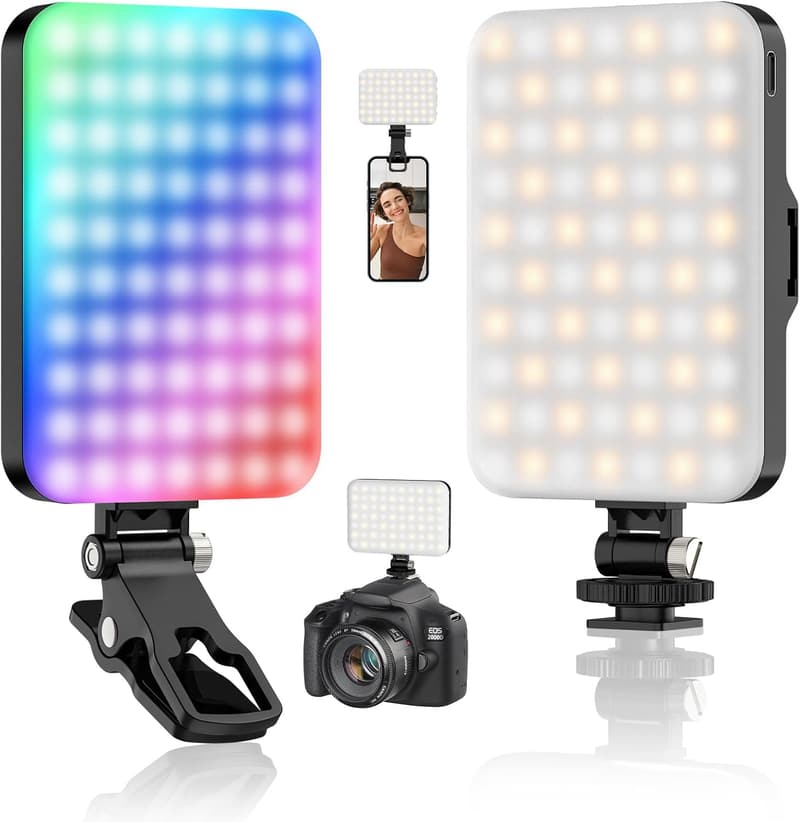 360° RGB LED Video Light with 3 Cold Shoe Mounts