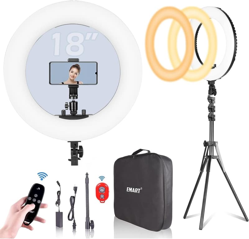 18-inch Adjustable LED Ring Light for Photography & Makeup