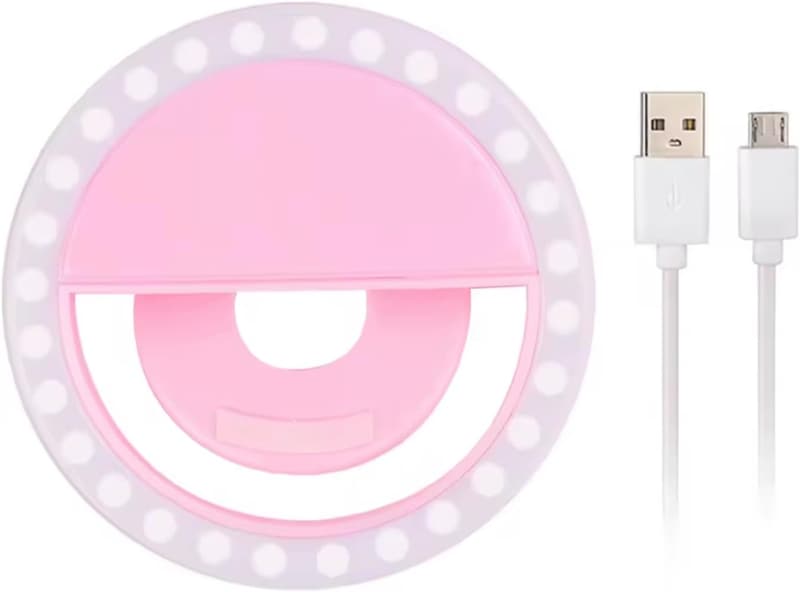Portable Clip-On Selfie Ring Light with 36 LEDs (Pink)
