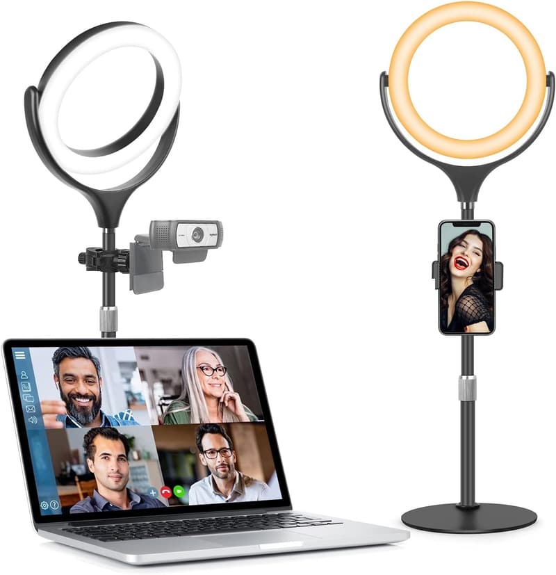 Adjustable Ring Light with Stand for Video Calls and Streaming