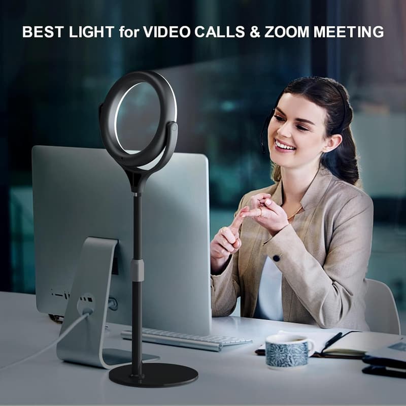 Adjustable Ring Light with Stand for Video Calls and Streaming