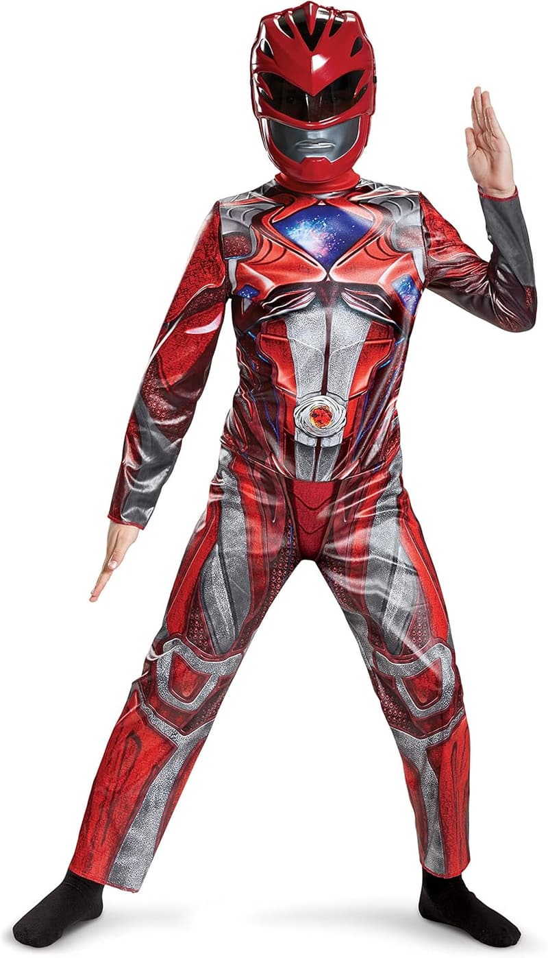 Kids Red Power Rangers Costume with Mask – Licensed Classic Suit