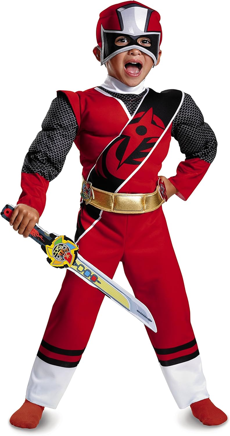 Ninja Steel Toddler Muscle Costume - Red, Medium (3T-4T)