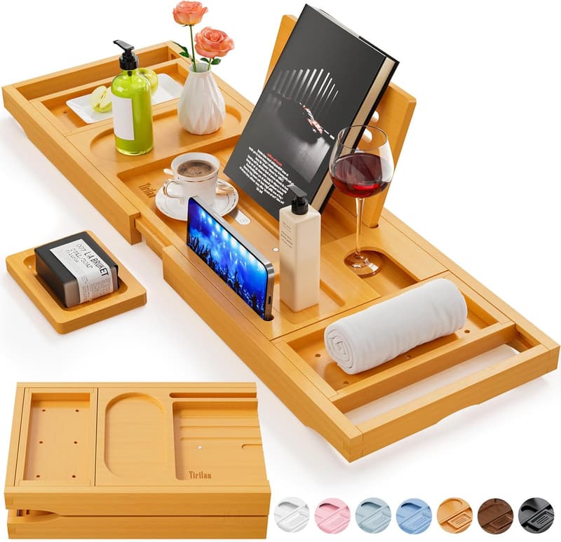 Expandable Bathtub Tray Caddy - Unique Housewarming Gift for Couples