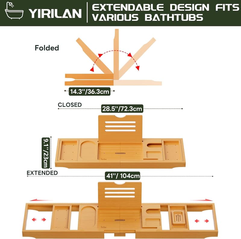 Expandable Bathtub Tray Caddy - Unique Housewarming Gift for Couples