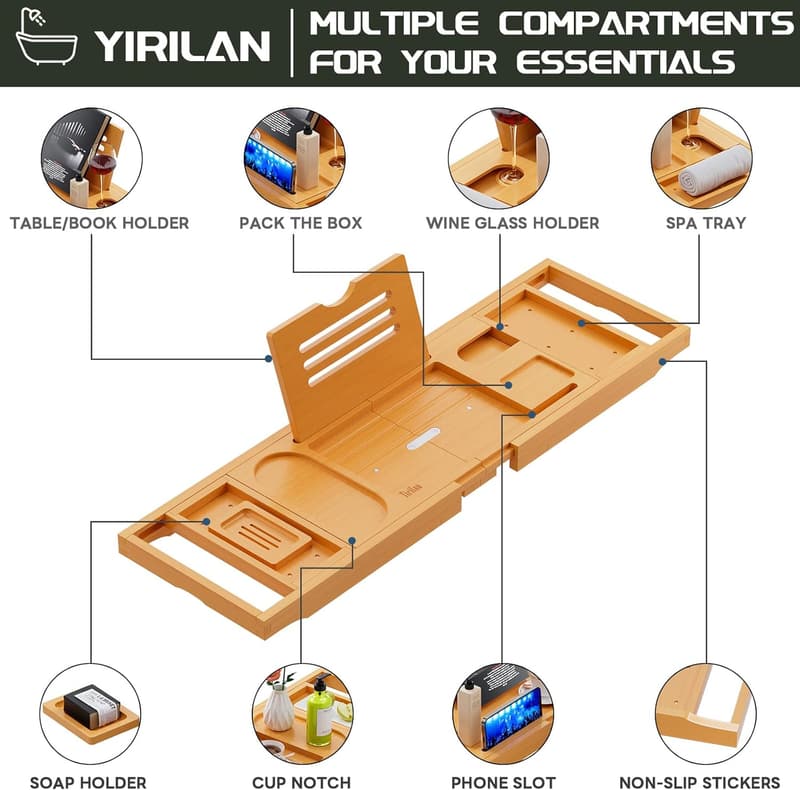 Expandable Bathtub Tray Caddy - Unique Housewarming Gift for Couples