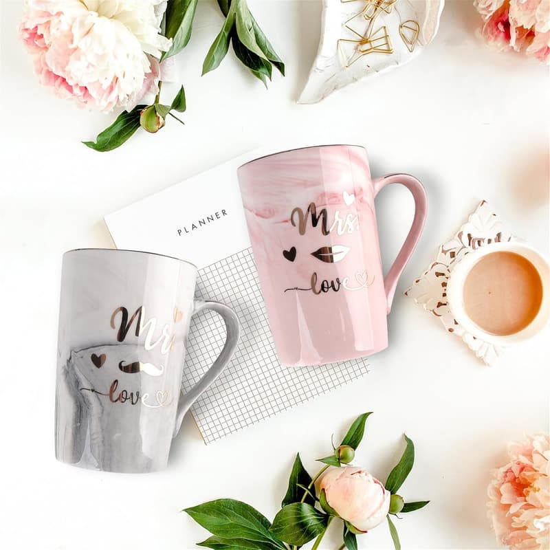 2025 Wedding Gift: Marble Coffee Mugs for Couples