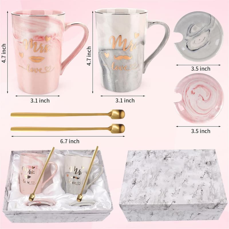 2025 Wedding Gift: Marble Coffee Mugs for Couples