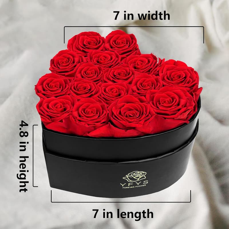 Heart-Shaped Box of 16 Preserved Roses - Perfect Gift for Her