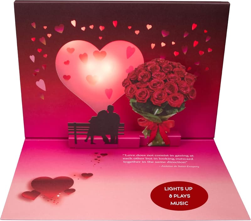 Happy Anniversary Pop-Up Card for Couples with Lights & Music