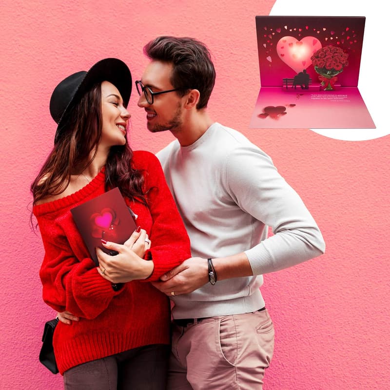 Happy Anniversary Pop-Up Card for Couples with Lights & Music