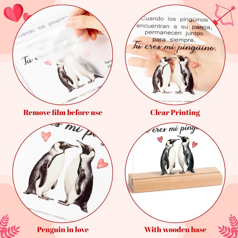 Wedding Anniversary Acrylic Plaque with Wooden Stand for Couples