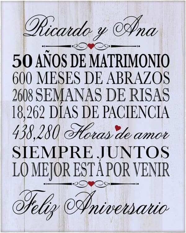 50th Wedding Anniversary Personalized Wall Plaque for Couples