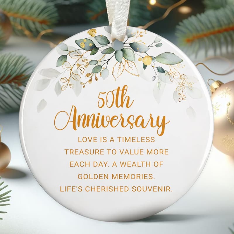 50th Anniversary Ceramic Ornament for Couples
