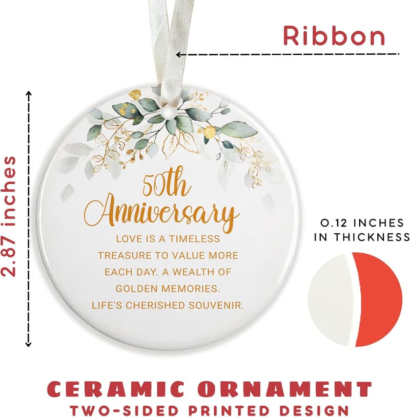 50th Anniversary Ceramic Ornament for Couples