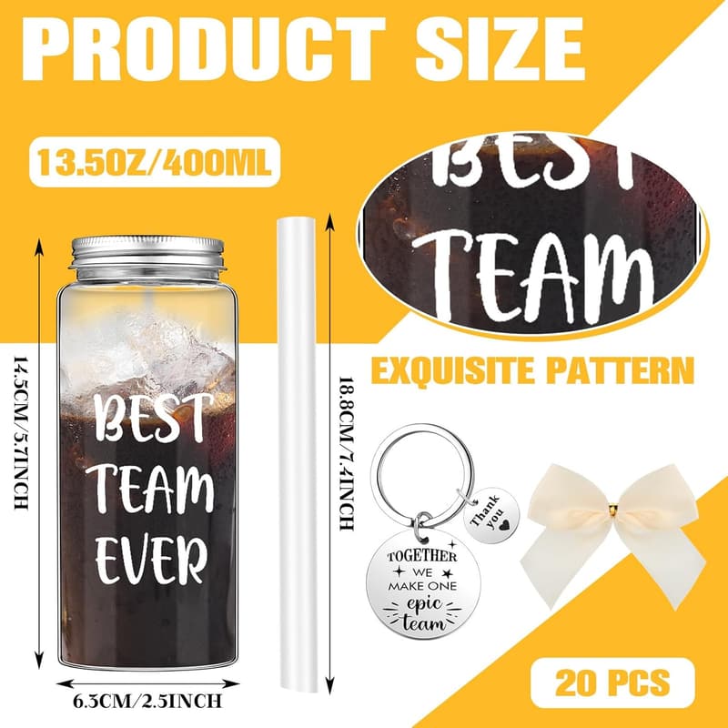 Employee Appreciation Gift Set: 20 Inspirational Tumblers & Keychains