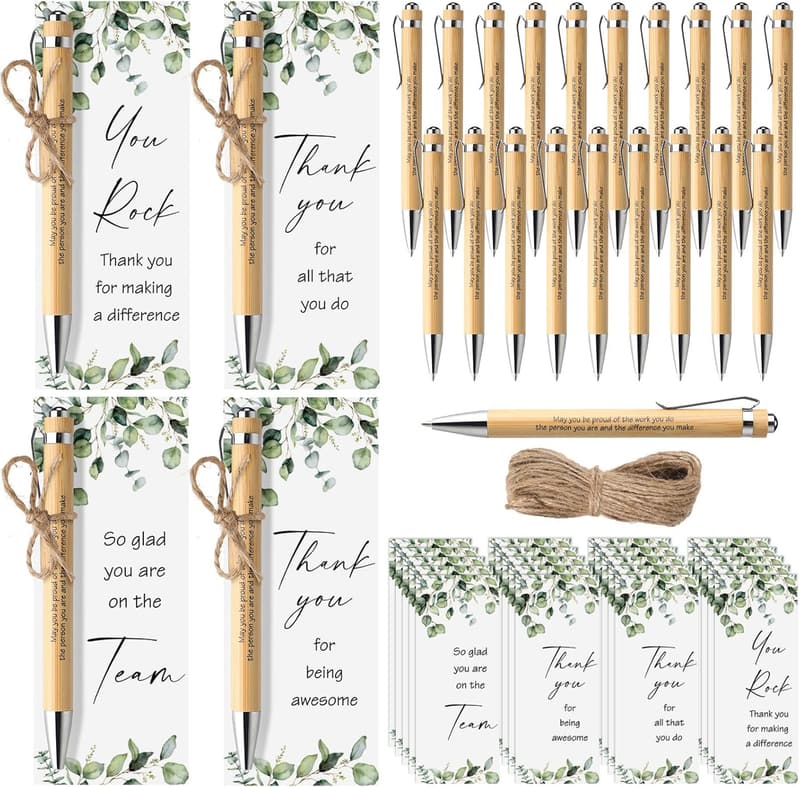 Employee Appreciation Thank You Gift Set with Bamboo Pen & Card