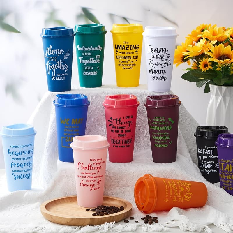 Employee Appreciation Cups - 12 Pcs Reusable 16 oz Coffee Cups