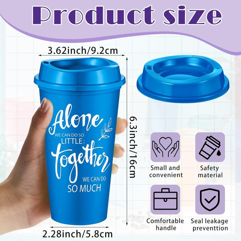 Employee Appreciation Cups - 12 Pcs Reusable 16 oz Coffee Cups