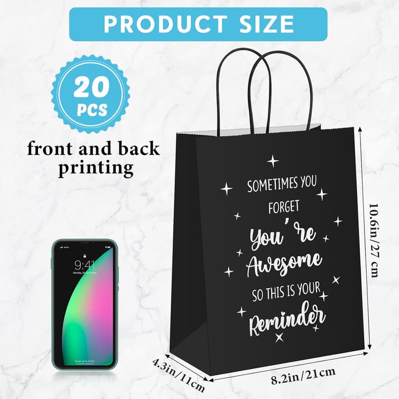 Employee Appreciation Gift Bags - 20 Pcs Thank You Paper Bags