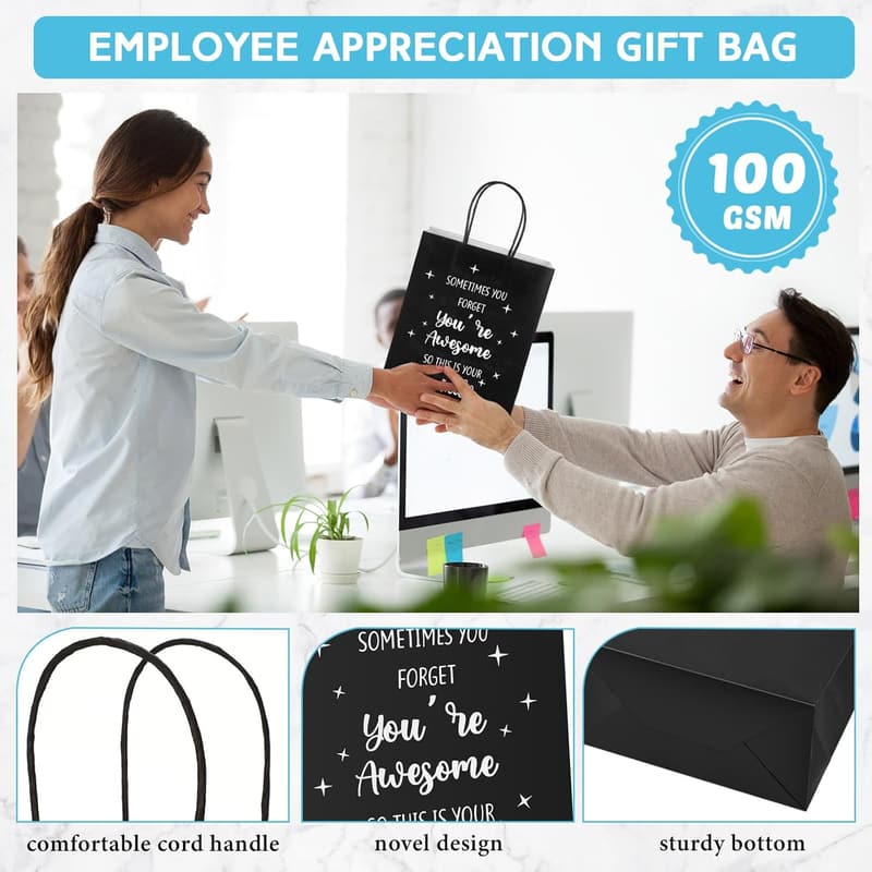 Employee Appreciation Gift Bags - 20 Pcs Thank You Paper Bags