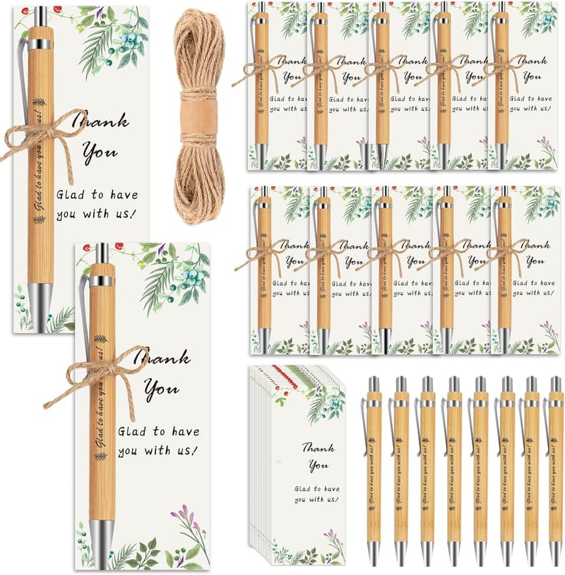 Employee Appreciation: 40 Bamboo Ballpoint Pens with Thank You Cards