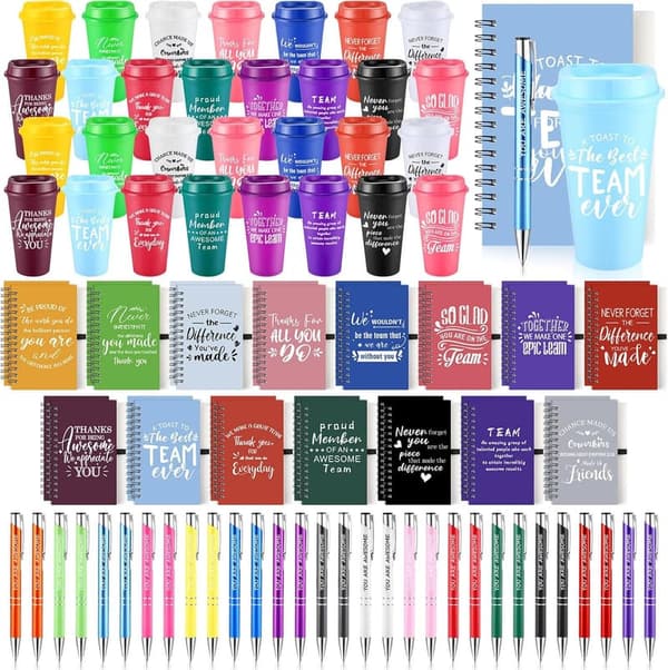 Employee Appreciation Gift Set: 16 oz Tumblers, Notebook & Pen