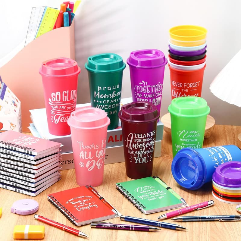 Employee Appreciation Gift Set: 16 oz Tumblers, Notebook & Pen