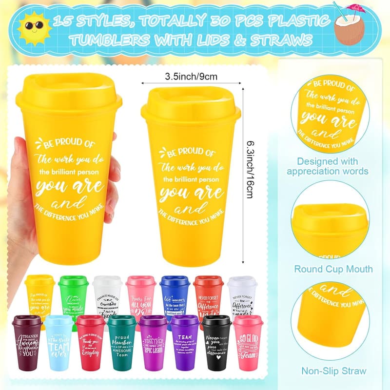 Employee Appreciation Gift Set: 16 oz Tumblers, Notebook & Pen