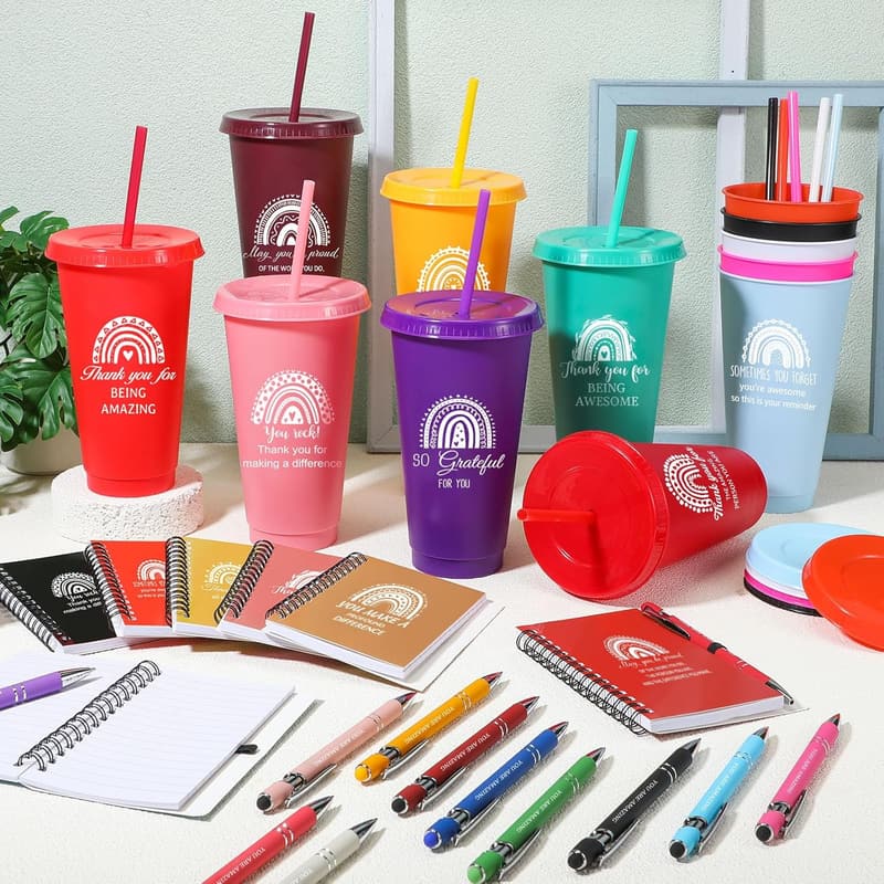 Employee Appreciation Gifts: 24 oz Thank You Tumblers & Notebooks
