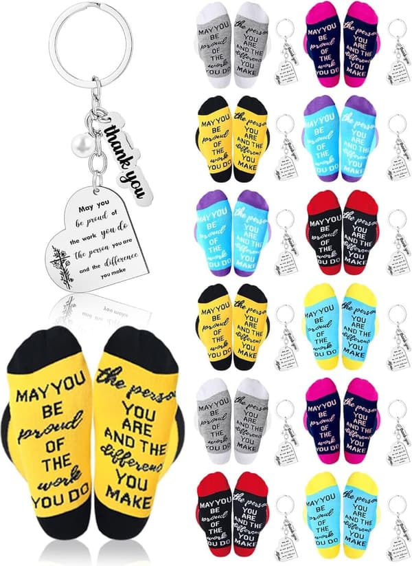 CNA Appreciation Week Gifts: 12 Pairs of Socks & Keychains