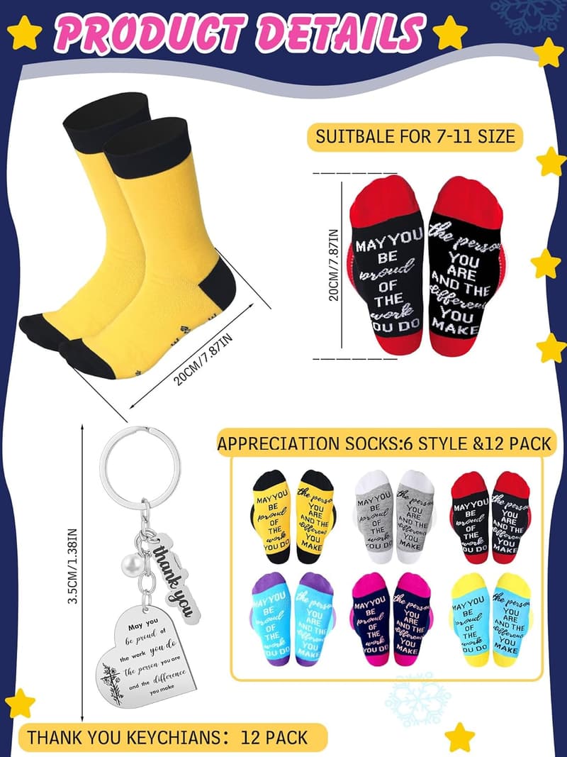CNA Appreciation Week Gifts: 12 Pairs of Socks & Keychains