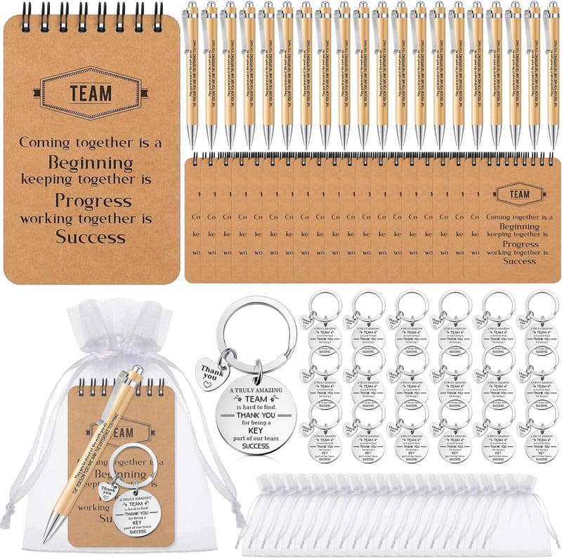 Employee Appreciation Gift Set - 80 Pcs with Notepad, Pen, Keychain