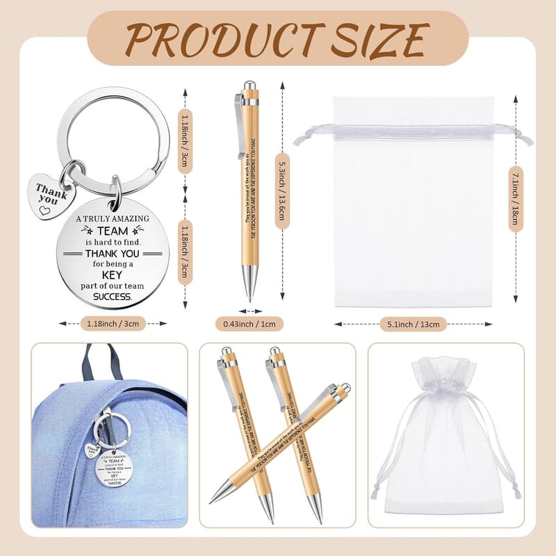 Employee Appreciation Gift Set - 80 Pcs with Notepad, Pen, Keychain