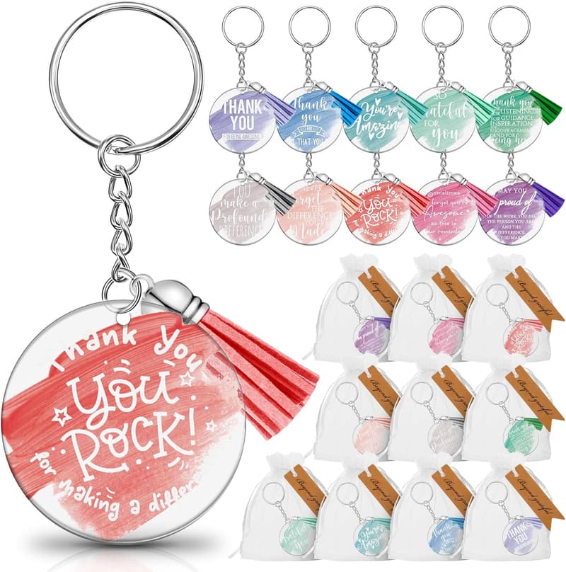 Teacher Appreciation Keychains - 20 Sets Motivational Gifts