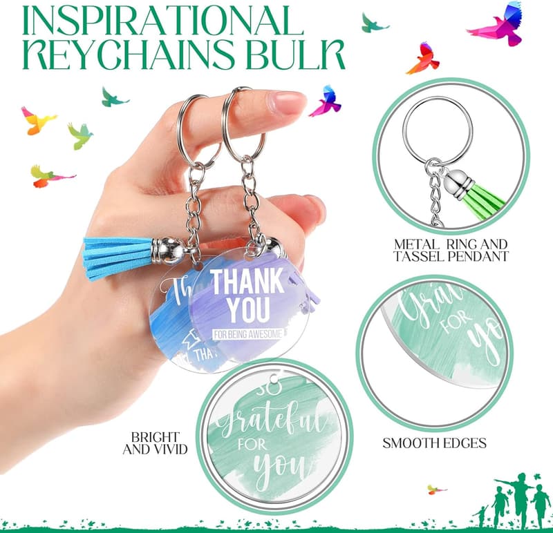 Teacher Appreciation Keychains - 20 Sets Motivational Gifts