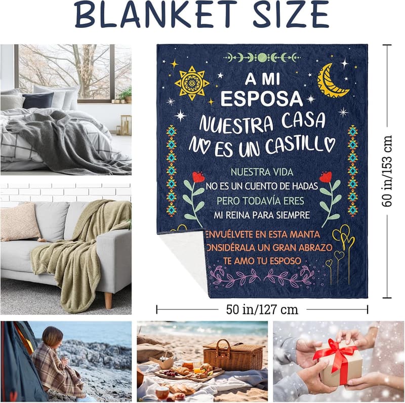 Mother's Day Gift - Personalized Blanket for Wife, 60x50in