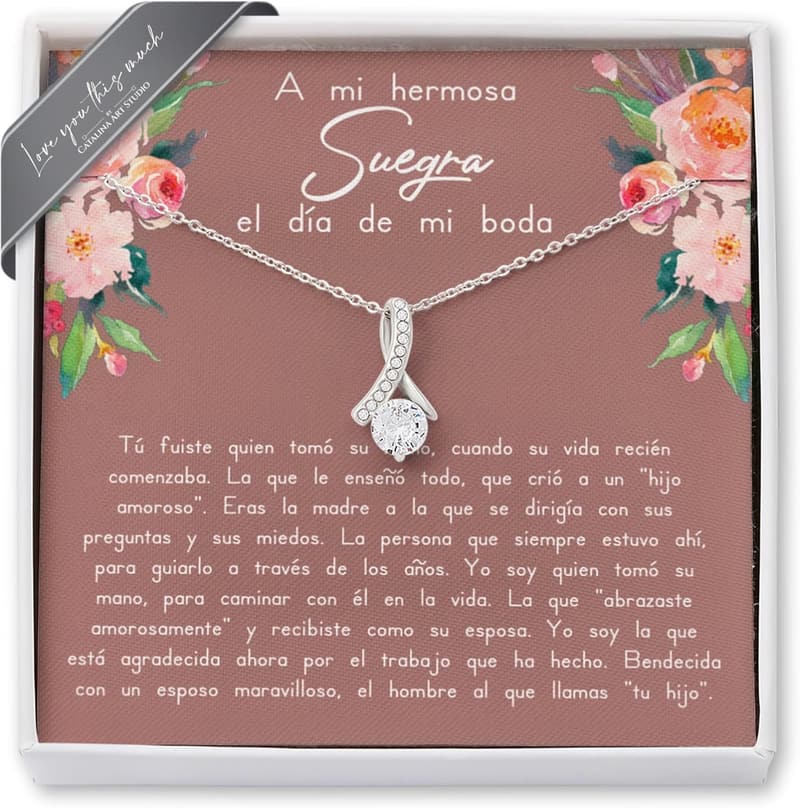 Wedding Gift 14k White Gold Necklace for Mother of the Bride