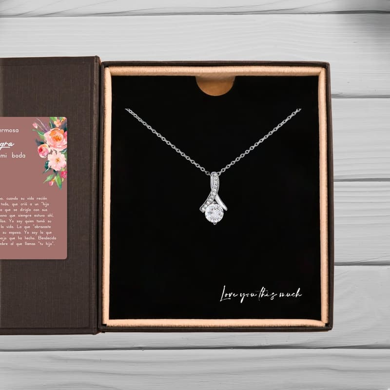 Wedding Gift 14k White Gold Necklace for Mother of the Bride