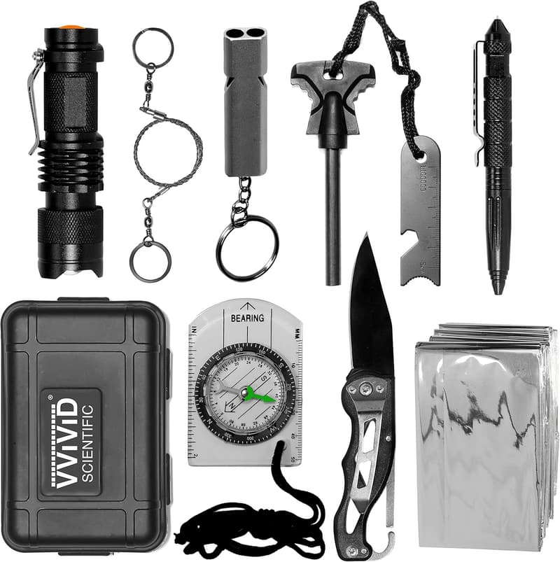 Outdoor Survival Gear Kit - 10 in 1 Emergency Tactical Tools