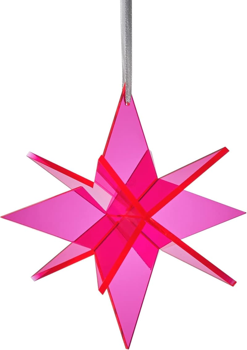 Red 3D Star Hanging Decoration - 8 Inch