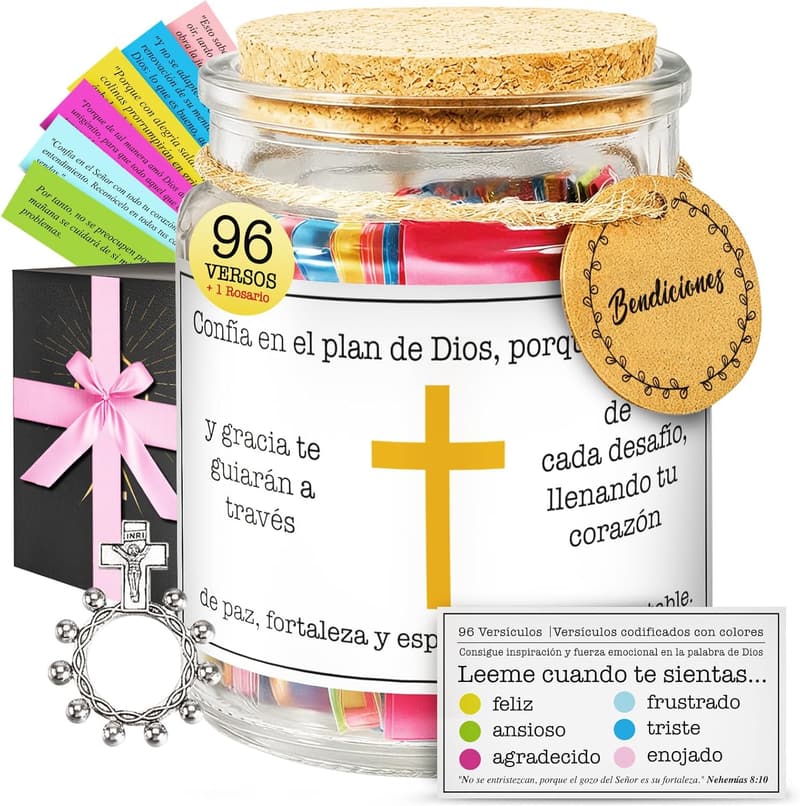 Spanish Bible Verse Jar - Christian Gift for Him or Her