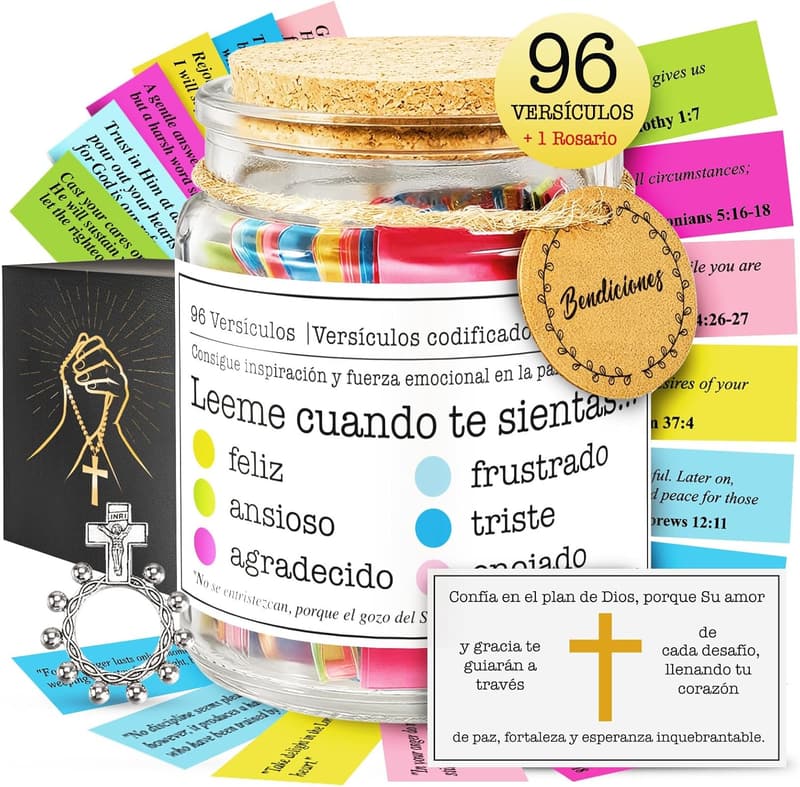 Spanish Bible Verse Jar - Christian Gift for Him or Her