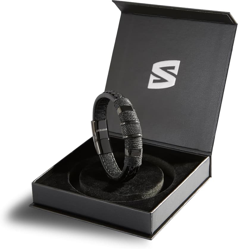 Men's Leather Bracelet with Stainless Steel Clasp | Gift Boxed