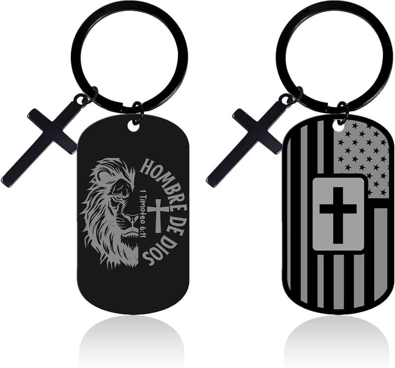 Religious Father's Day American Flag Keychain for Dad